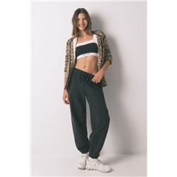Pantalón largo carrot felpa fina gris