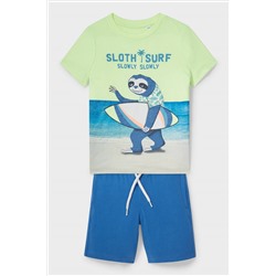 Set - Kurzarmshirt und Sweatshorts - 2 teilig