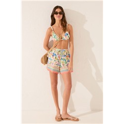 Pantalón corto viscosa estampado paisaje