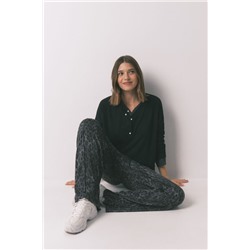 Pantalón largo animal print gris