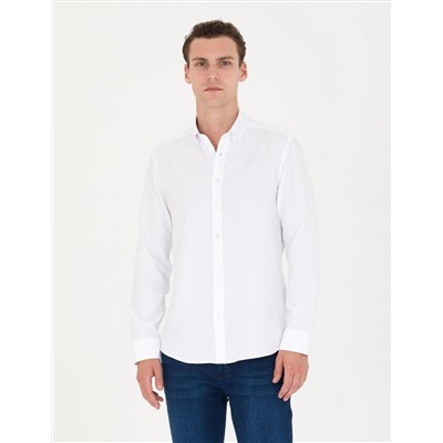 Beyaz Slim Fit Uzun Kollu Gömlek
