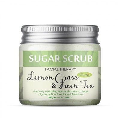 LUSTER Lemon grass &amp; Green Tea Sugar Scrub Сахарный скраб для лица с маслом лемонграсса и экстрактом зелёного чая 200мл