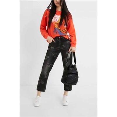 Pantalón vaquero boyfriend Mickey Mouse
