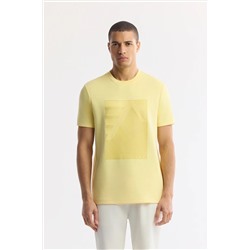 Avva, Erkek Sarı Bisiklet Yaka Enjeksiyon Baskılı İnterlok T-Shirt A51Y1072