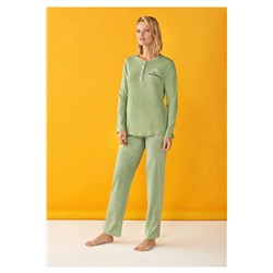 Over Sleep by Poleren Kadın Yeşil Pijama Takımı 129