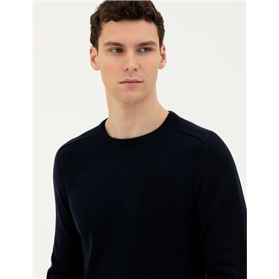 Koyu Lacivert Slim Fit Kazak