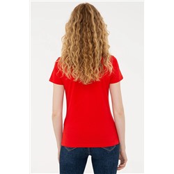Kadın Kırmızı Basic Polo Yaka Tişört
