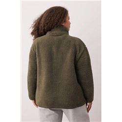 Haki Winter Essentials Kalın Polar Fermuarlı Dik Yaka Cepli Örme Sweatshirt TBBAW26AO00022