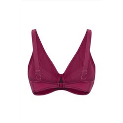 Mor Derin V Büzgülü Büyük Beden Bikini Üstü TBBSS23CT00011