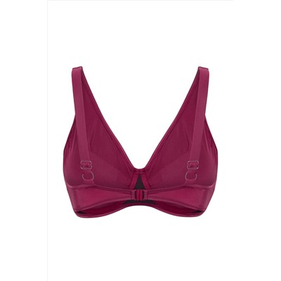 Mor Derin V Büzgülü Büyük Beden Bikini Üstü TBBSS23CT00011