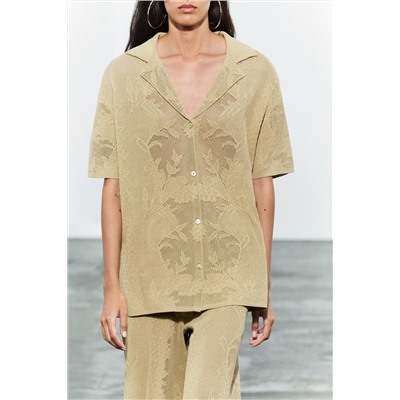OVERSIZE JACQUARD KNIT POLO SHIRT