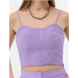Mor Crop Askılı Bluz