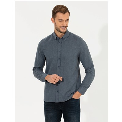 Lacivert Slim Fit Uzun Kollu Gömlek