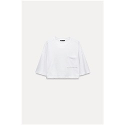 SLUB KNIT COTTON CROPPED T-SHIRT