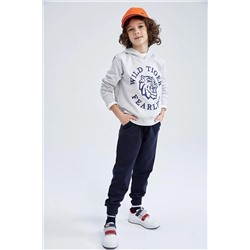 Defacto Erkek Çocuk Baskılı Kapüşonlu Sweatshirt Şort 2'li Takım Z5706A623SP