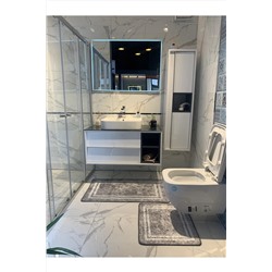 Brillant Tracy Çizgli 2'li Lateks Kaymaz Taban Banyo Paspas Takımı Ebat (60X100 - 60X50) BYDPASPAS-TRACY