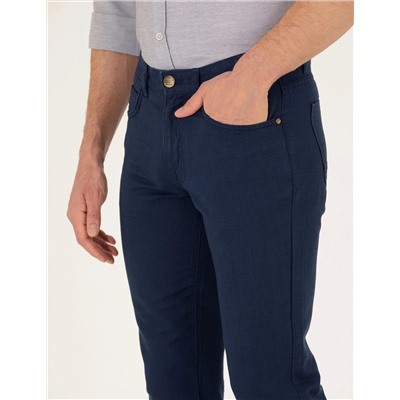 Lacivert Slim Fit Kanvas Pantolon