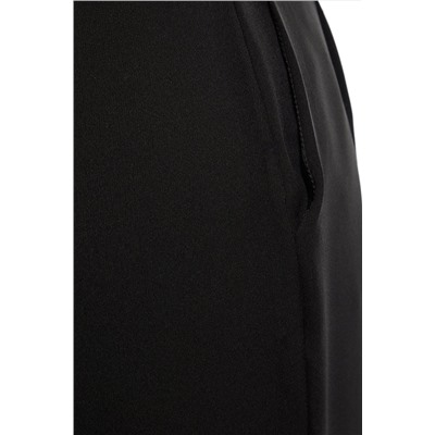 Siyah Wide Leg/Geniş Paça Pileli Dokuma Büyük Beden Kumaş Pantolon TBBAW23AR00007