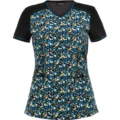 Cherokee Runway Scrubs You're Spot On Print Top