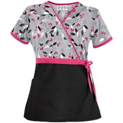 UA Nature's Heart Silver Mock Wrap Scrub Top