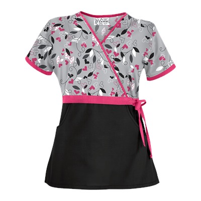 UA Nature's Heart Silver Mock Wrap Scrub Top