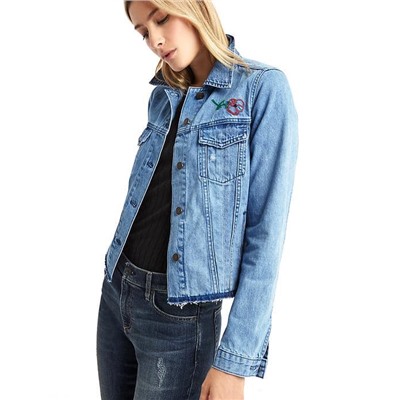 1969 icon raw hem embroidered denim jacket (Джинсовая куртка)