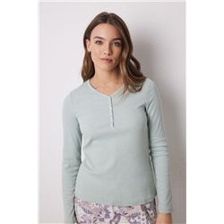 Camiseta manga larga canalé verde