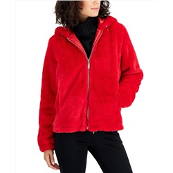 Jou Jou Juniors' Hooded Faux-Fur Coat, Created for Macy's