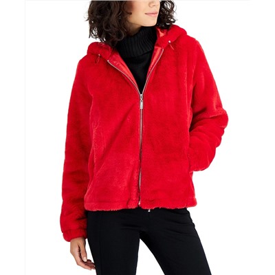 Jou Jou Juniors' Hooded Faux-Fur Coat, Created for Macy's