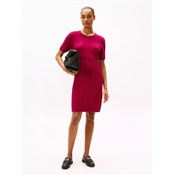 Short-Sleeve Cable Knit Sweater Dress