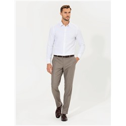 Beyaz Slim Fit Armürlü Klasik Gömlek