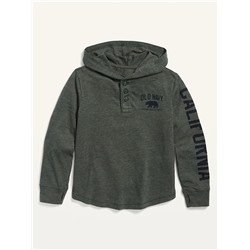 Logo-Graphic Lightweight Slub-Knit Pullover Tee Hoodie for Boys