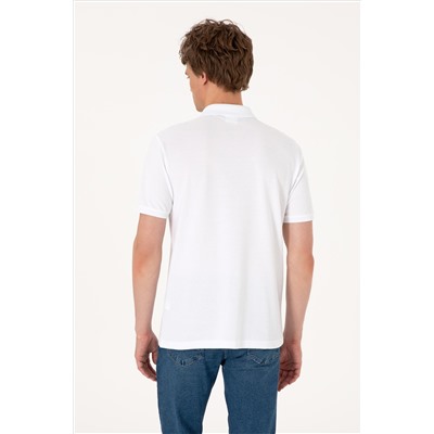 Erkek Regular Fit Polo Yaka Beyaz Tişört