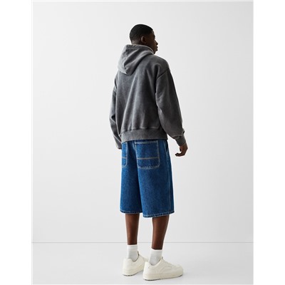 Faded-effect boxy fit hoodie