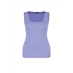 Lila Basic Fitilli Kare Yaka Örme Büyük Beden Atlet TBBSS22AL0011