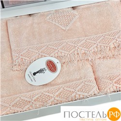 Набор полотенец Карвен "MAKRAME" бамбук 30*50/50*90/70*140 HS1707 v2 somon/персиковый