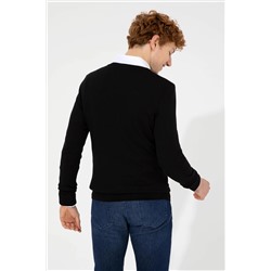 Erkek Siyah V - Yaka Basic Triko Kazak