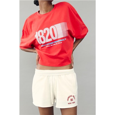 CROPPED T-SHIRT WITH SLOGAN