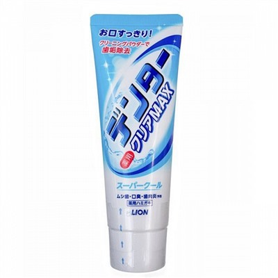 LION Зубная паста с микрогранулами Dentor Clear Max Super Cool мята охлаждающая, туба 140 гр.
