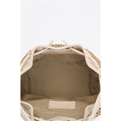 Bolso saco de rafia y piel Monaco Beige y crudo