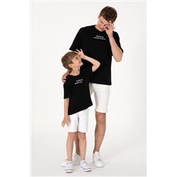 Erkek Comfort Fit Bisiklet Yaka Siyah Tişört