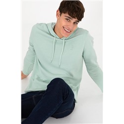 Erkek Su Yeşili Basic Sweatshirt