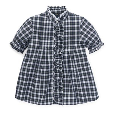 GIRLS 2-6X Plaid Ruffled Shirt
