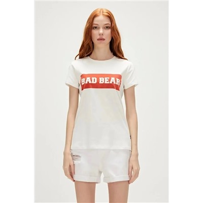 Bad Bear, Flog 0 Yaka Kadın Body - Ekru