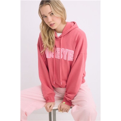 Sudadera capucha felpa algodón rosa