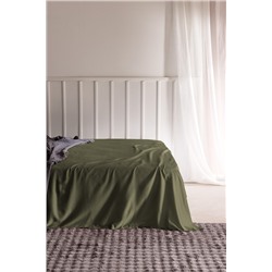 Ciel King Size %100 Pamuk Lastiksiz Saten Çarşaf - Haki