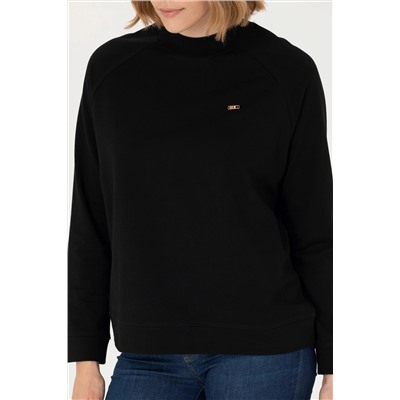 Kadın Siyah Bisiklet Yaka Sweatshirt
