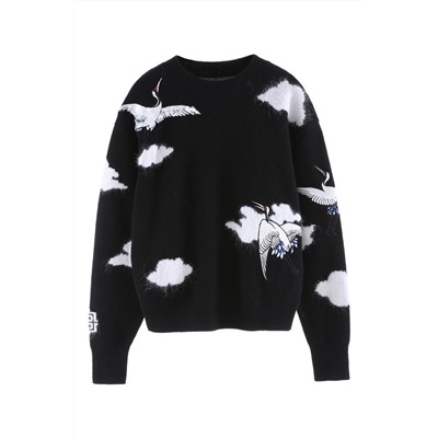 Jersey de lana y cachemir Negro y blanco