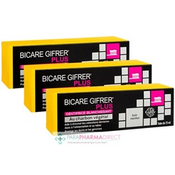 Gifrer Bicare Plus Dentifrice Blanchissant Au Charbon Végétal 3x75ml - OFFRE SPECIALE 2+1 OFFERTLot  × 3