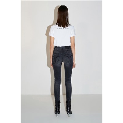 Vaquero skinny push-up de tiro alto Negro